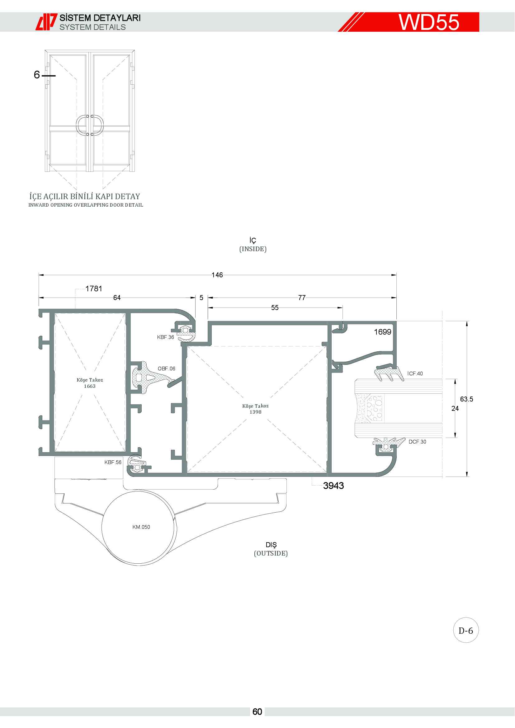 S 55 Yalıtımsız Alüminyum 60
